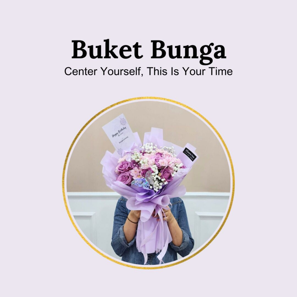 Dqueen Florist - Buket Bunga Tangan Wisuda Birthday Nuansa Ungu