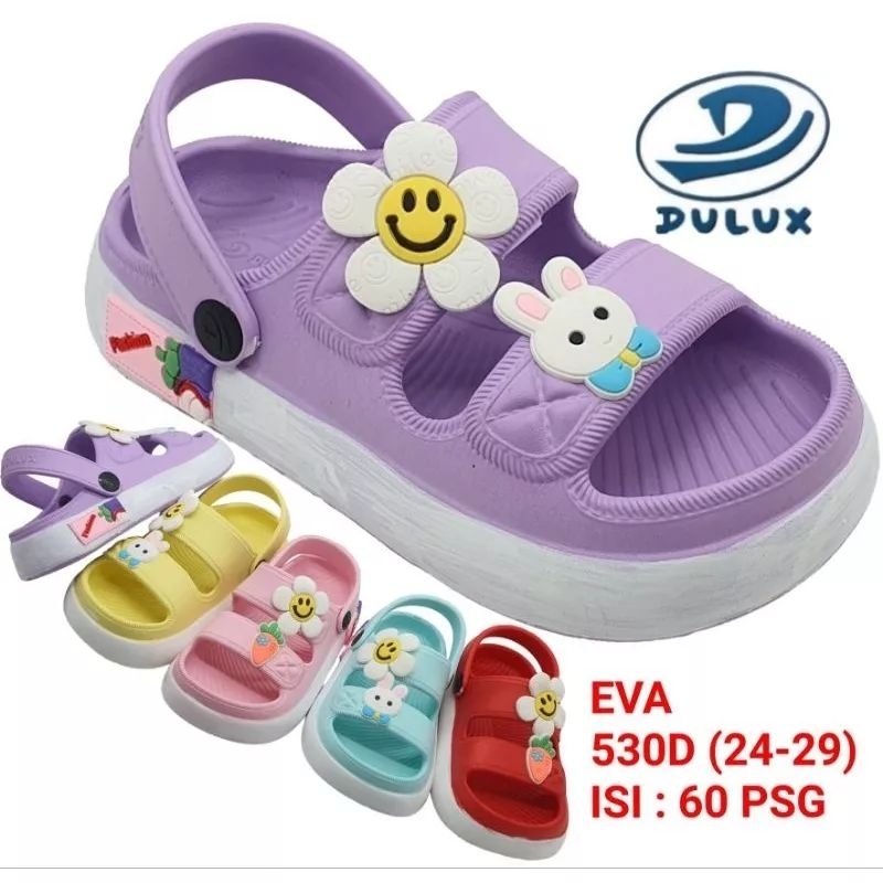 Sandal Anak Perempuan Ban Dua Bunga l Sendal Fuji Karet Tebal l Dulux 530D uk 24-29