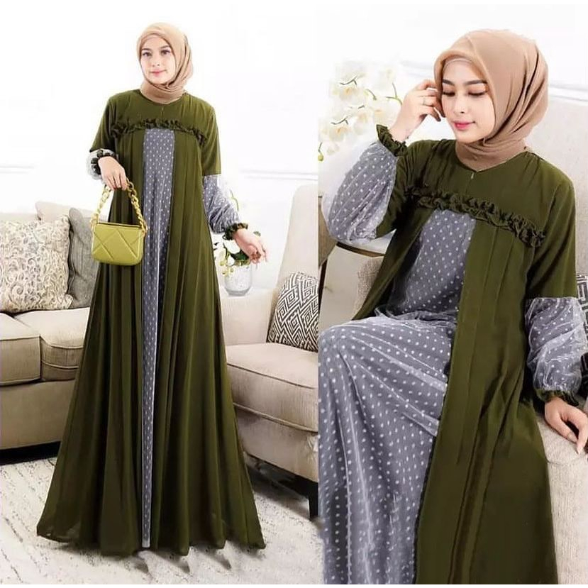 GAMIS WANITA GISELLA DRESS AF BAHAN SHAKILA CERUTY BABYDOL TILE MUSTARD 100 - 120 CM GAMIS WANITA TERBARU 2023 KEKINIAN / DRESS WANITA MUSLIM MODERN / MAXY DRESS WANITA JUMBO