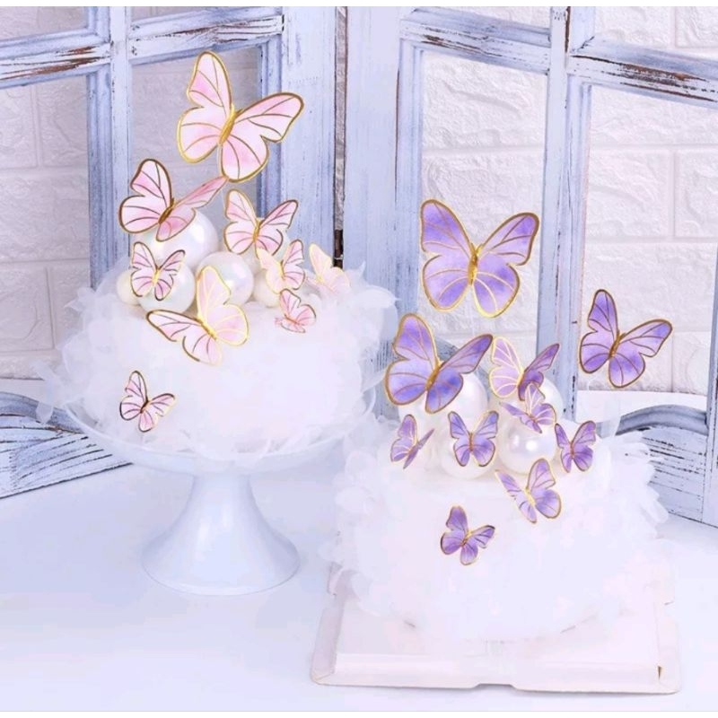 Topper Cake Birthday Butterfly Hiasan Kue Tart Ulang Tahun Kupu Kupu Kupukupu