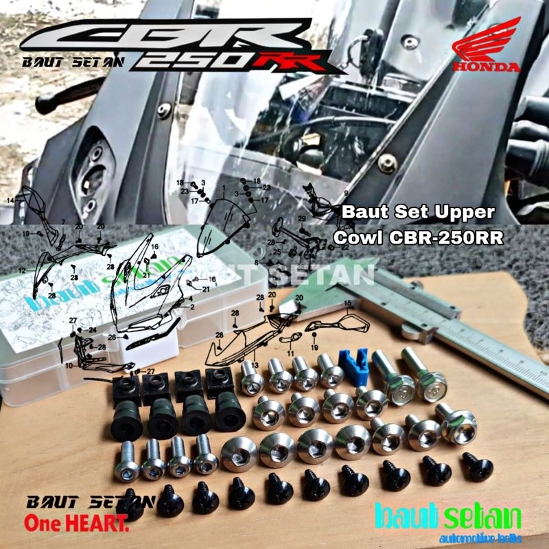 Baut Set Upper Cowl CBR 250RR/ Baut Set Cover Tameng Depan CBR 250RR