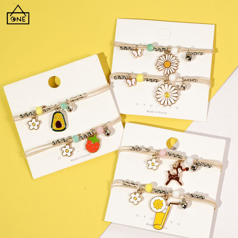 【A.one❤️COD】1 Pcs Gelang ️️Wanita Korea Daisy Kartun Keramik Manik Perhiasan Persahabatan Mahasiswa Hadiah Ulang Tahun Gelang Fashion Aksesoris