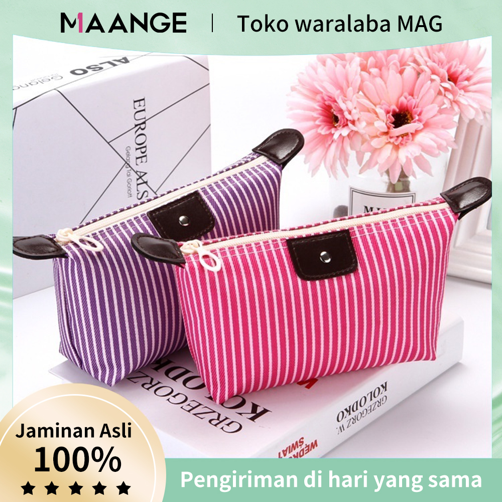 MAGEFY Tempat Make Up Aesthetic Pouch Skincare Travel Box Make Up Tas Kosmetik Pangsit Bergaris Tas Makan Malam Tas Wanita Kapasitas Besar Wanita Tas Kosme 1238