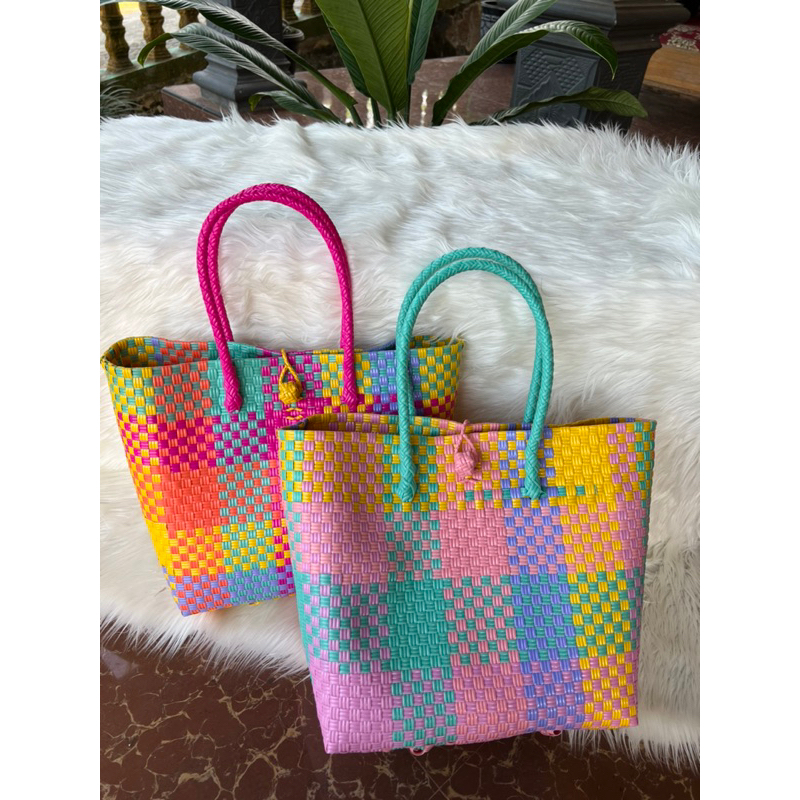 (TANPA ACCESORIES) SHOPPHING BAG Tas Jali tas Jali Tas Anyaman Plastik