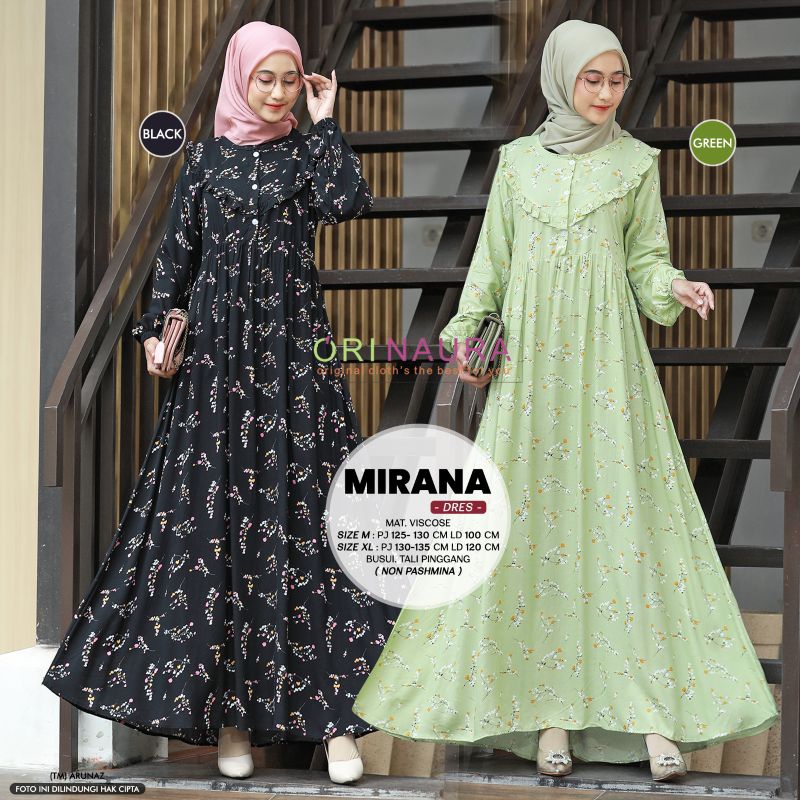 MIRANA DRES BY ORI NAURA | Gamis Motif Bahan Rayon Viscose