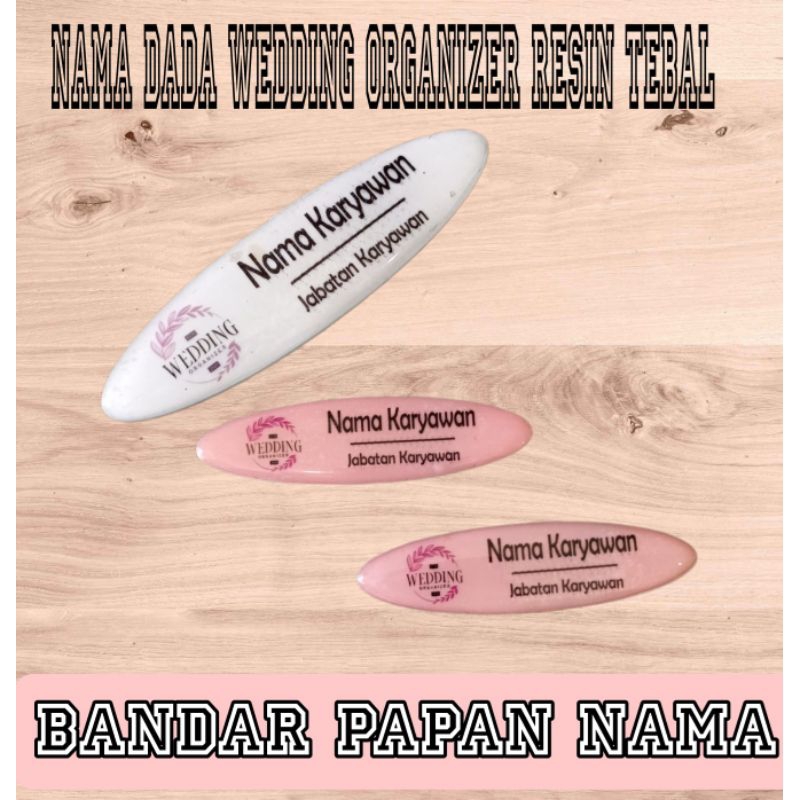 Name tag nama dada akrilik oval Wedding organizer
