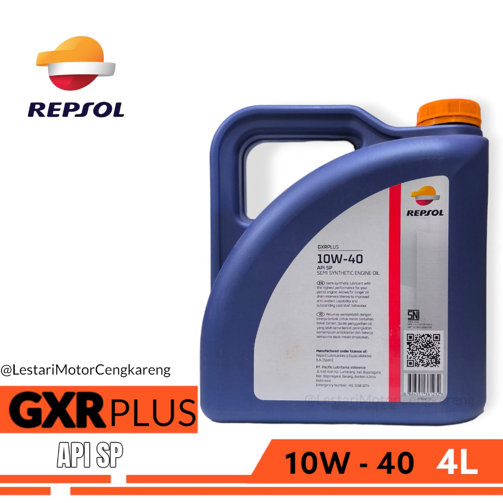 OLI MESIN MOBIL REPSOL GXR PLUS PCMO 10W40 SN 4L GALON LITER