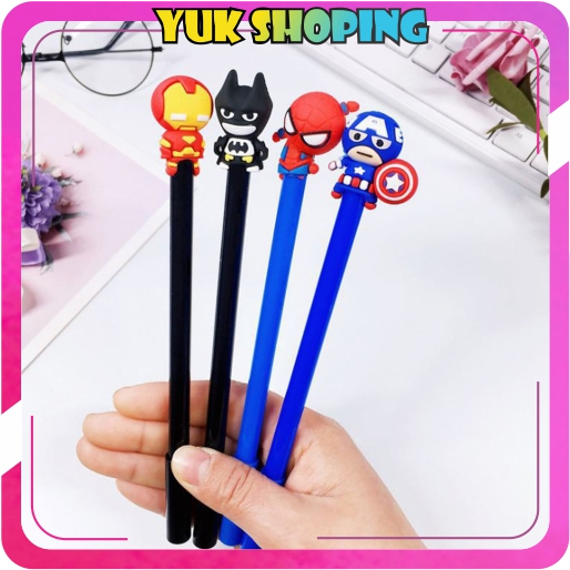 

✧YUKSHOPING✧ Pena Karakter SuperHero Gel Pulpen Karakter Pen Tinta Gel Lucu Alat Tulis Karakter Superhero 3D Murah Import S076