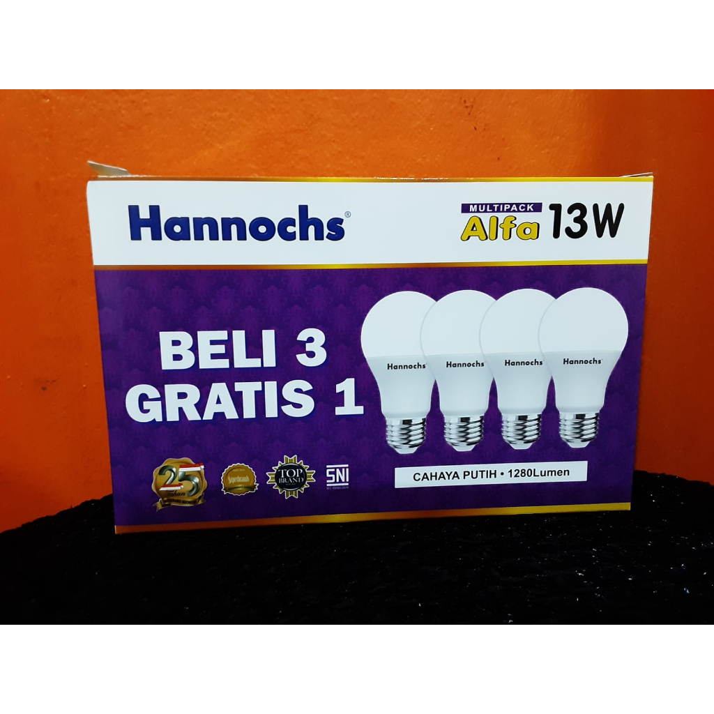 Lampu Hannochs LED Alfa 13 Watt Paket Beli 3 Gratis 1 Putih