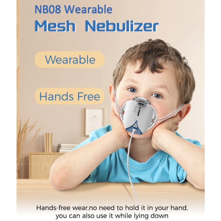 NB08 Wearable Mesh Nebulizer Uap Asma Inhaler Inhalasi Pernafasan