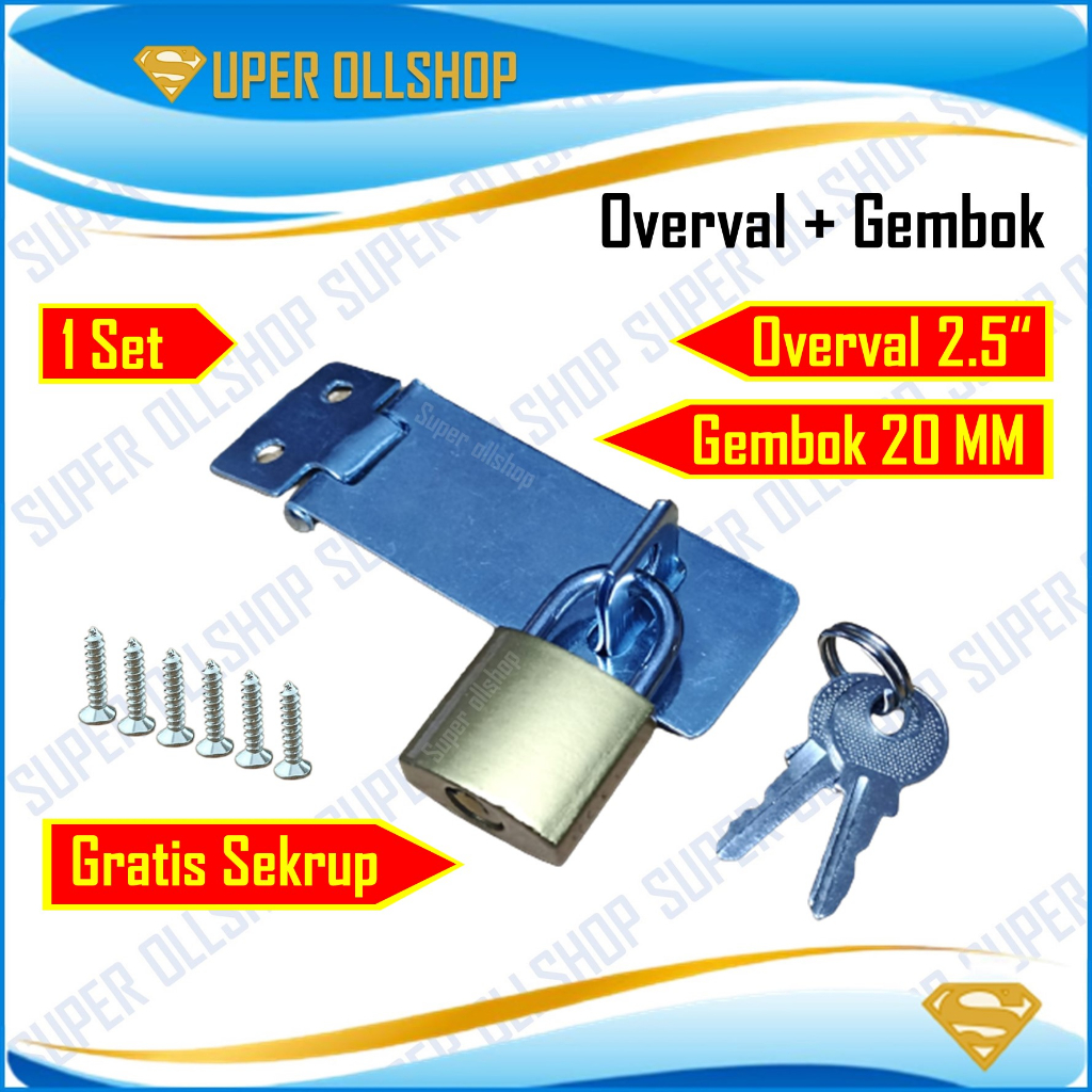 Overval Plat GALVANIS Overpale Overpal Tebal Cantolan Gembok Pintu 20 MM 1 Set