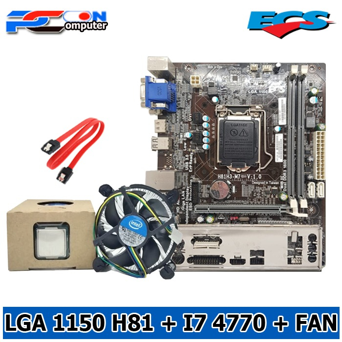 Mainboard Motherboard H81 Paket Processor i7 4770 +Fan