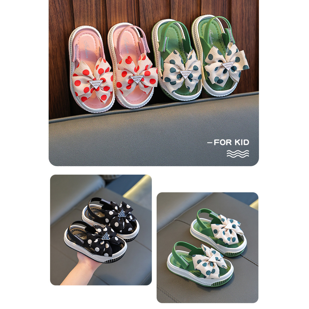 GROSIRTAS LV0305 Sandal Anak Perempuan Casual Motif Pulkadot Import / Sandal Anak Slip On