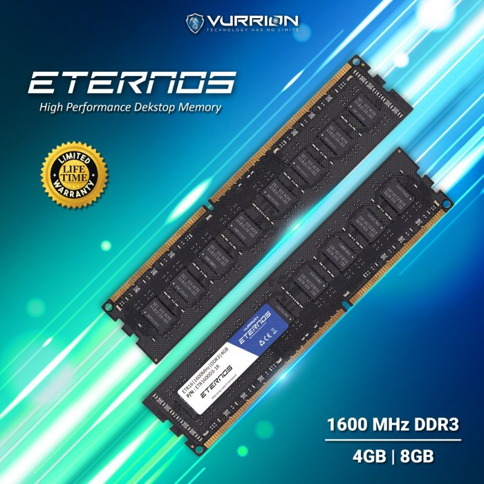 RAM LONGDIMM VURRION DDR3 4GB PC12800 1600Mhz