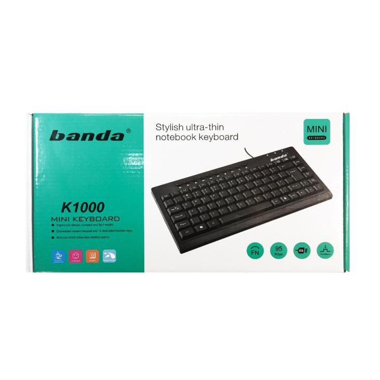 Banda BW-08 USB Keyboard K-1000 BANDA K1000 Keyboard USB Minimalis Mini Laptop HP Komputer External 