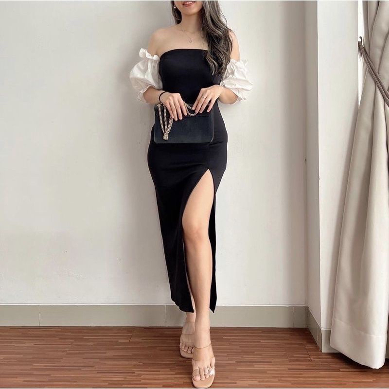 best seller Sabrina Long Dress Slit Pesta korean Bodycone