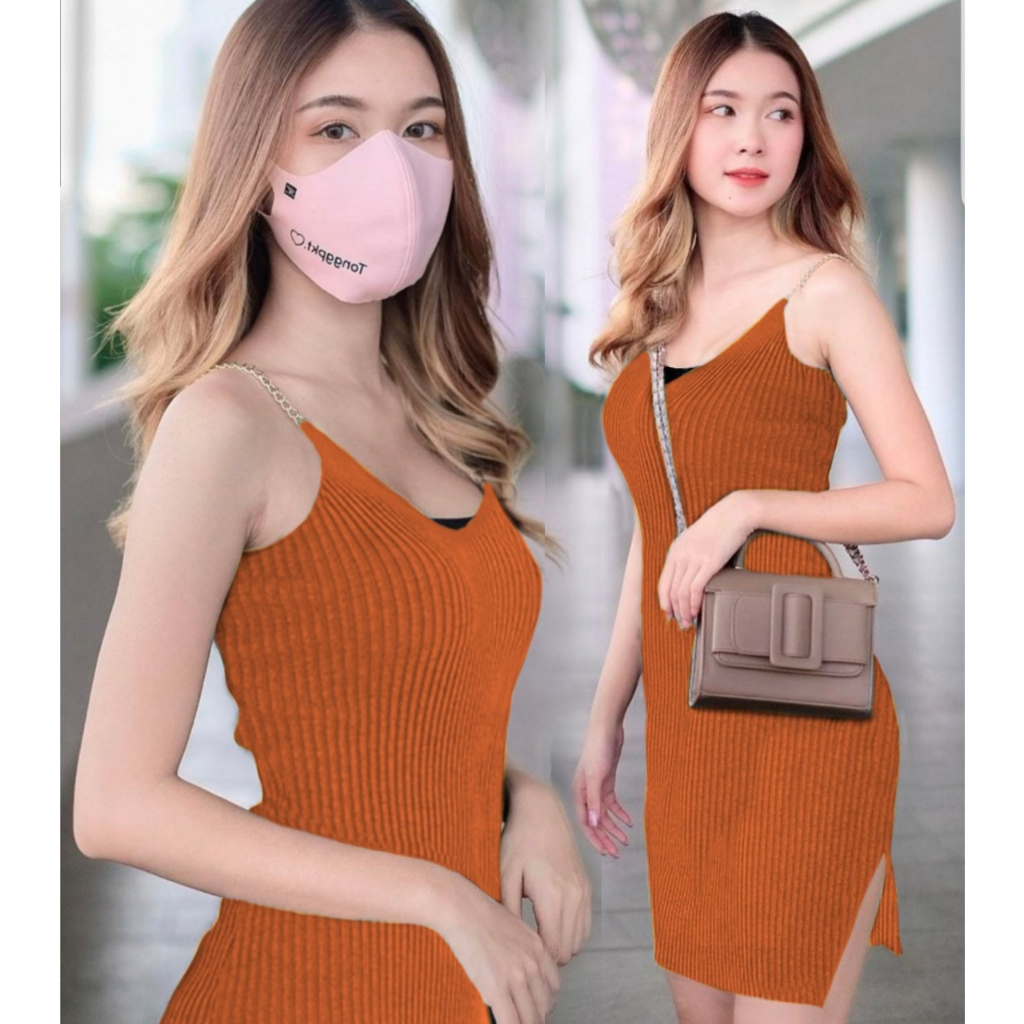 Toply shop Dres rajut sexy / Mini Dres rantai  / Dres rajut rantai