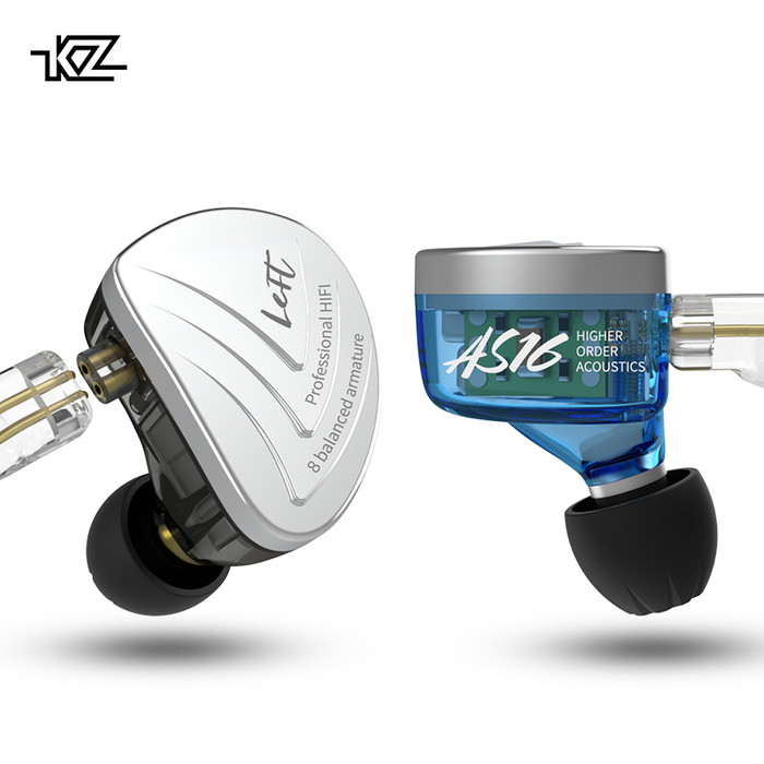 Knowledge Zenith IEM KZ AS16 - with Mic - 8 Balanced Armature - Garansi Resmi 1 Tahun