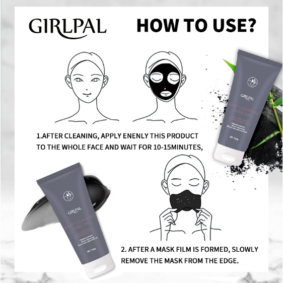 GIRLPAL Charcoal Blackhead Remover Mask 100g Peel Off Masker Wajah ​Hidung - Pembersih Komedo Deep Cleaning Oil Control