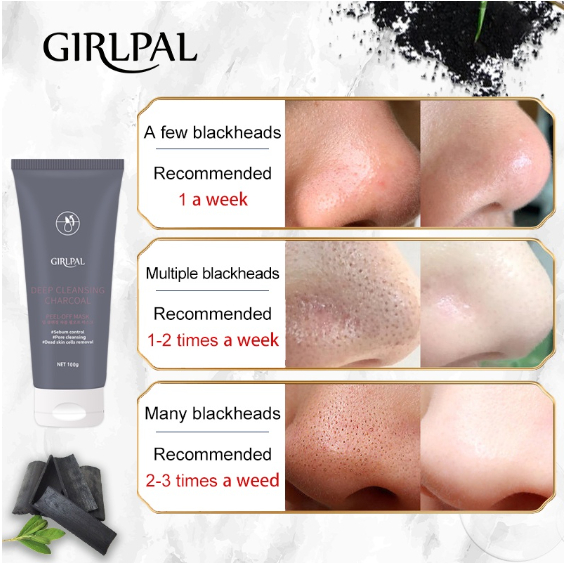 GIRLPAL Charcoal Blackhead Remover Mask 100g Peel Off Masker Wajah ​Hidung - Pembersih Komedo Deep Cleaning Oil Control