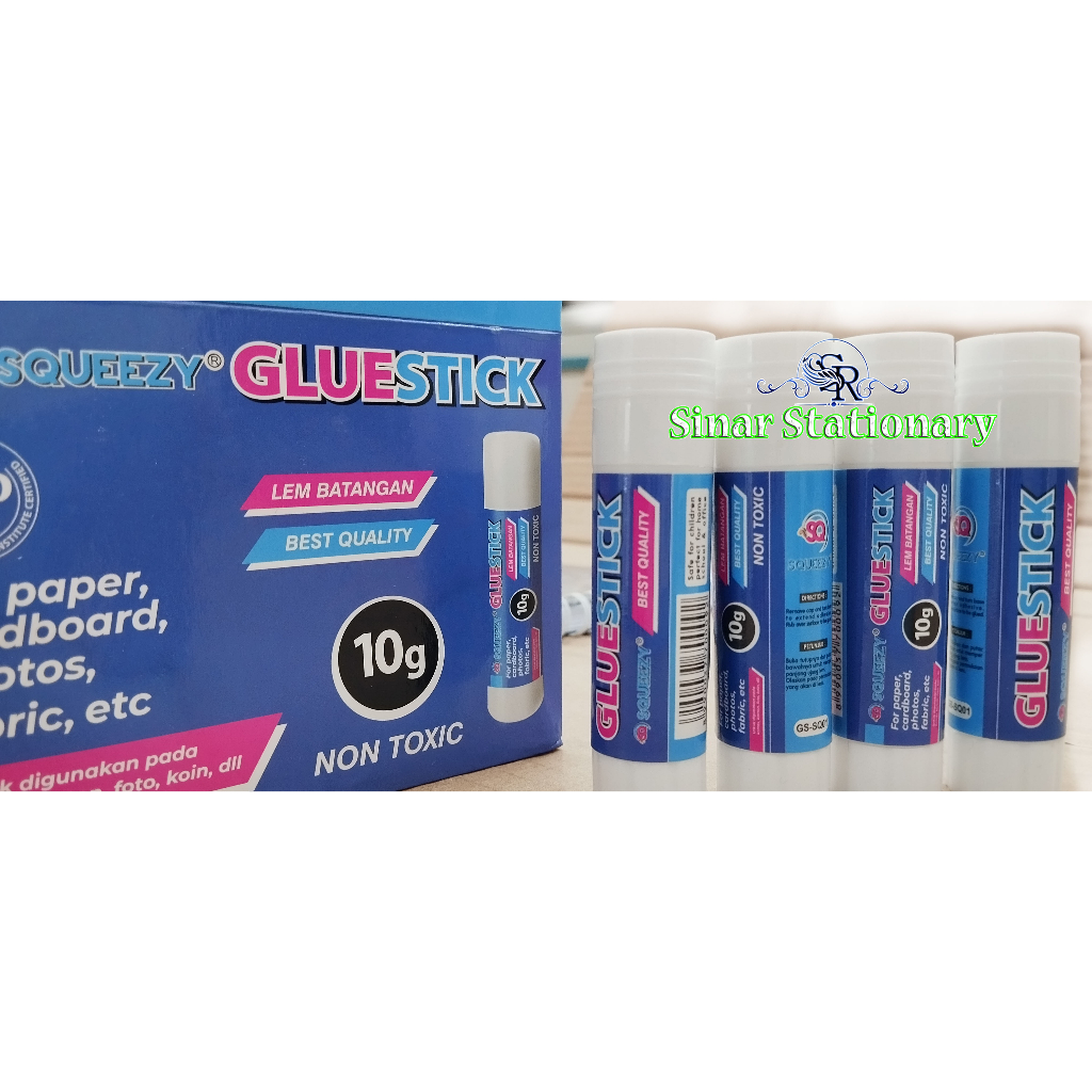 

Lem Glue Stick Squeezy 10gr Non Toxic [1 Pack - 24 Pcs Lem] / Lem Stik Kertas Murah / Lem Batangan Bening Untuk Prakarya Anak GS-