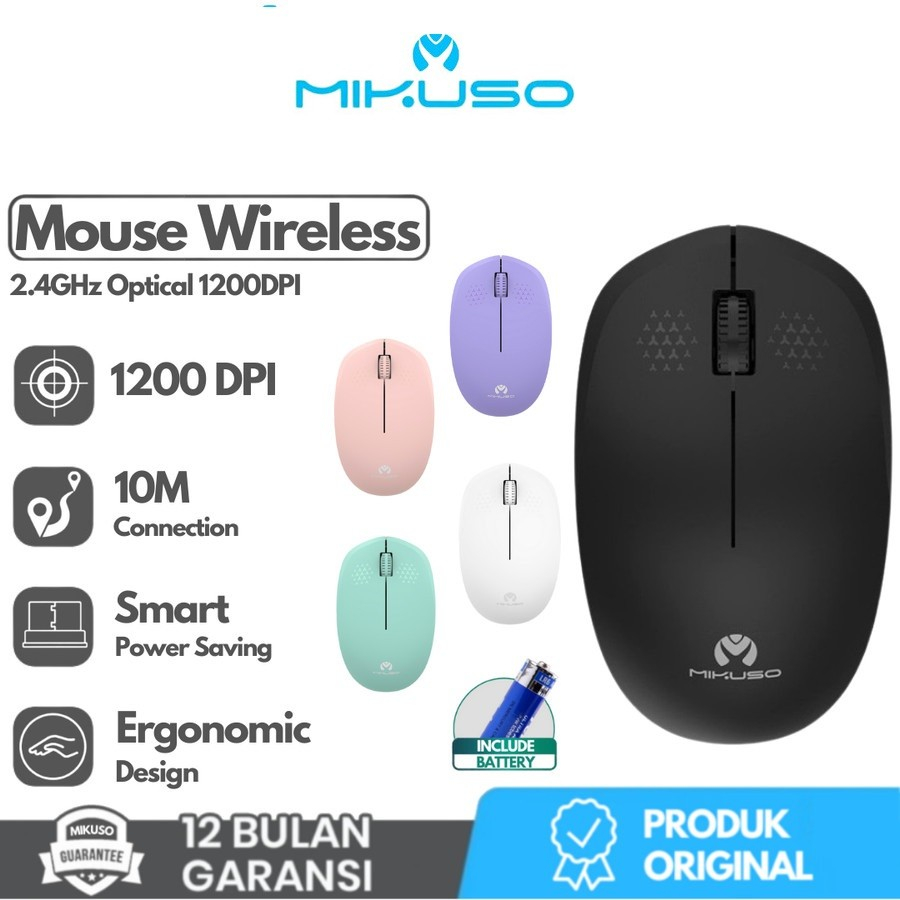 MIKUSO MOS-W080 Mouse Wireless USB 1200DPI 2.4Ghz Office Computer