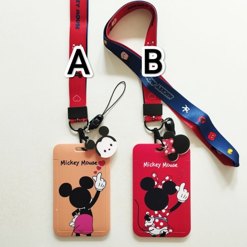 

Mickey Minnie Mouse Disney ID Card Holder Lanyard 1 Name Tag Gantungan Kalung Wadah Kartu Nama