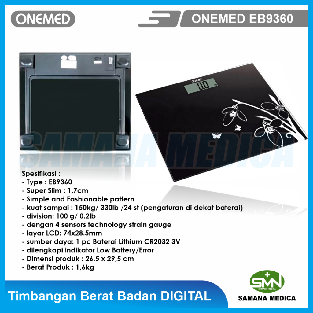 Timbangan Berat Badan Digital ONEMED EB9360 Berat Max 150kg - ada 4 pilihan motif