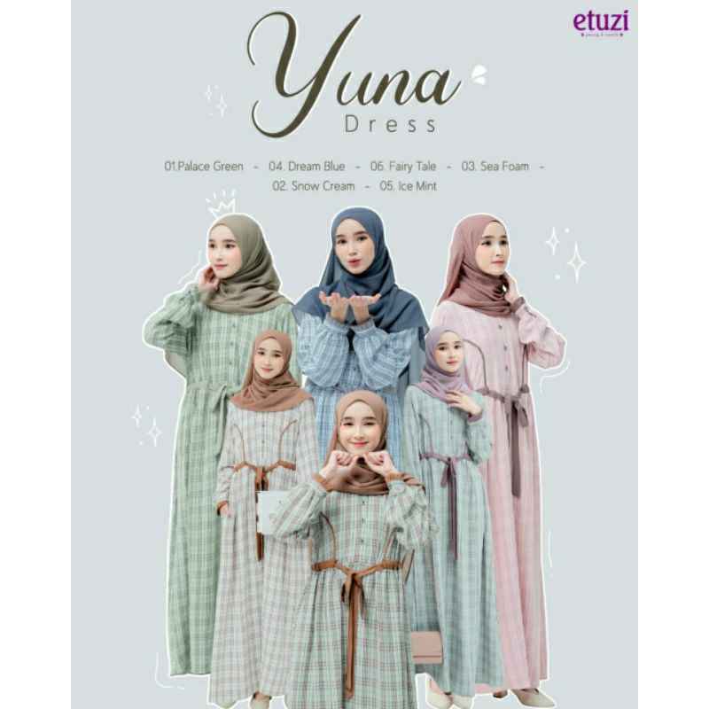 Yuna Dress by Etuzi Gamis Kotak Manset Lipit Limitedstok