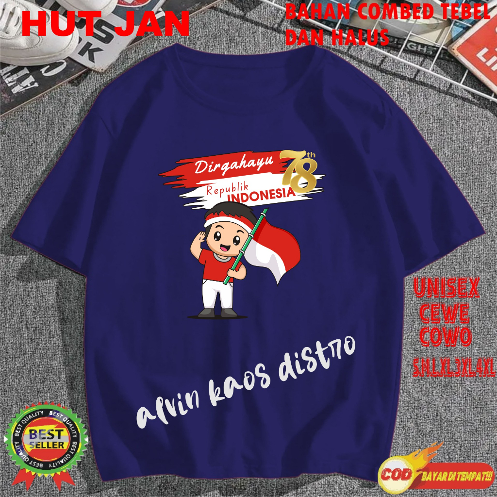 Beli 10 Pc Gratis 1 Pc Hut Jan RI 78 Kaos Terlaris 17 Agustus 1945 78 Kemerdekaan Indonesia Kaos Merah Putih Hitam Kaos Cewek Cowok Anak3