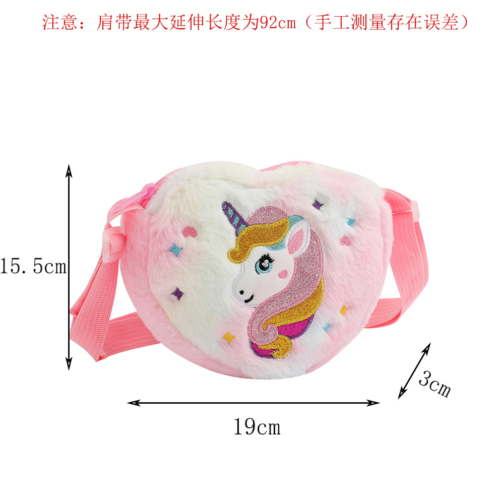 Sling Bag Bulu Kepala Unicorn Motif Love Tas Selempang anak perempuan Kado ultah anak cewek