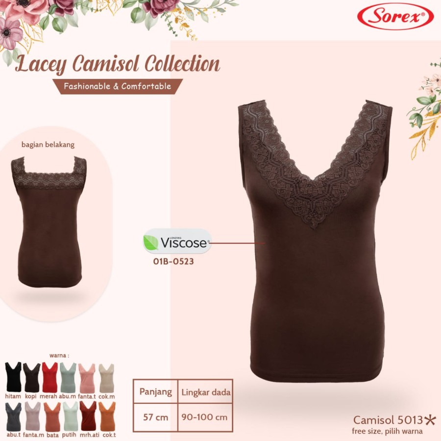 Sorex Camisol Atasan Tanktop Wanita - 5013 - Renda V Neck Viscose