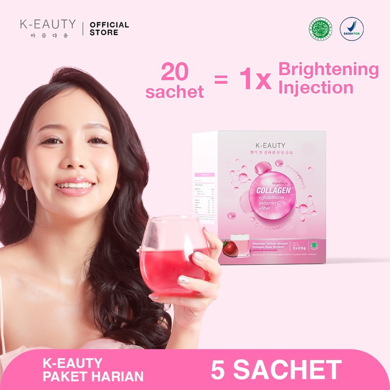 KEAUTY K-eauty 1 box ( 5 sachet ) collagen drink minuman kolagen beauty keauty k-eauty COLLAGEN strawberry