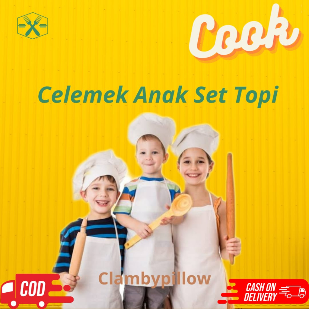 Satu Set Clemek Anak+ Topi Koki Masterchef Murah