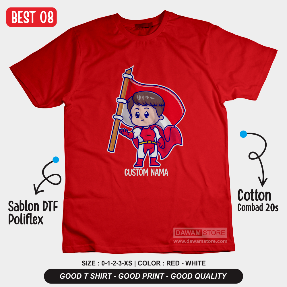 KAOS 17 Agustus 2023 anak laki laki Custom Nama / Baju 17 Agustusan 2023 Anak Terbaru Best 08