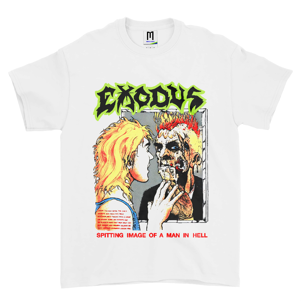 KAOS BAND EXODUS SPITTING IMAGE OF A MAN IN HELL VINTAGE | T-SHIRT BAND EXODUS | EXODUS PUTIH