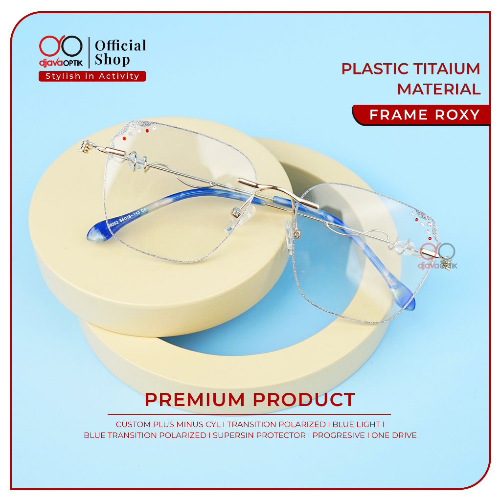 DJAVA OPTIK - Frame Roxy - Kacamata Mall Gaya Style Fashion Kotak Rimless Premium