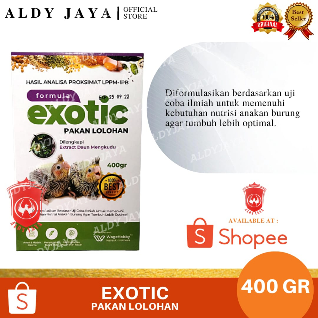 ALDY JAYA - EXOTIC | PAKAN BUBUR BURUNG ANAKAN LOVEBIRD KACER MURAL DLL | 400GR