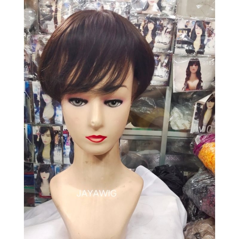 Poni Toupe Klip Rambut Asli Warna Hitam