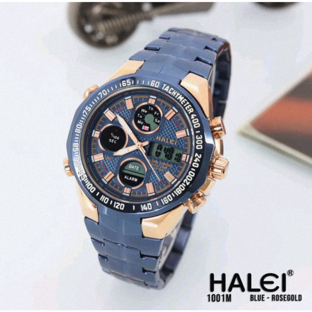 [BATAM] JAM TANGAN HALEI 1001 PRIA RANTAI STAINLESS STEEL GARANSI 1 TAHUN TAHAN AIR BISA BUAT BERENA