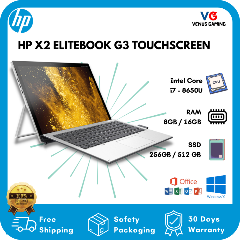 Laptop Termurah HP X2 Elitebook Touchscreen Core i7 Ram 16Gb Ssd 512Gb