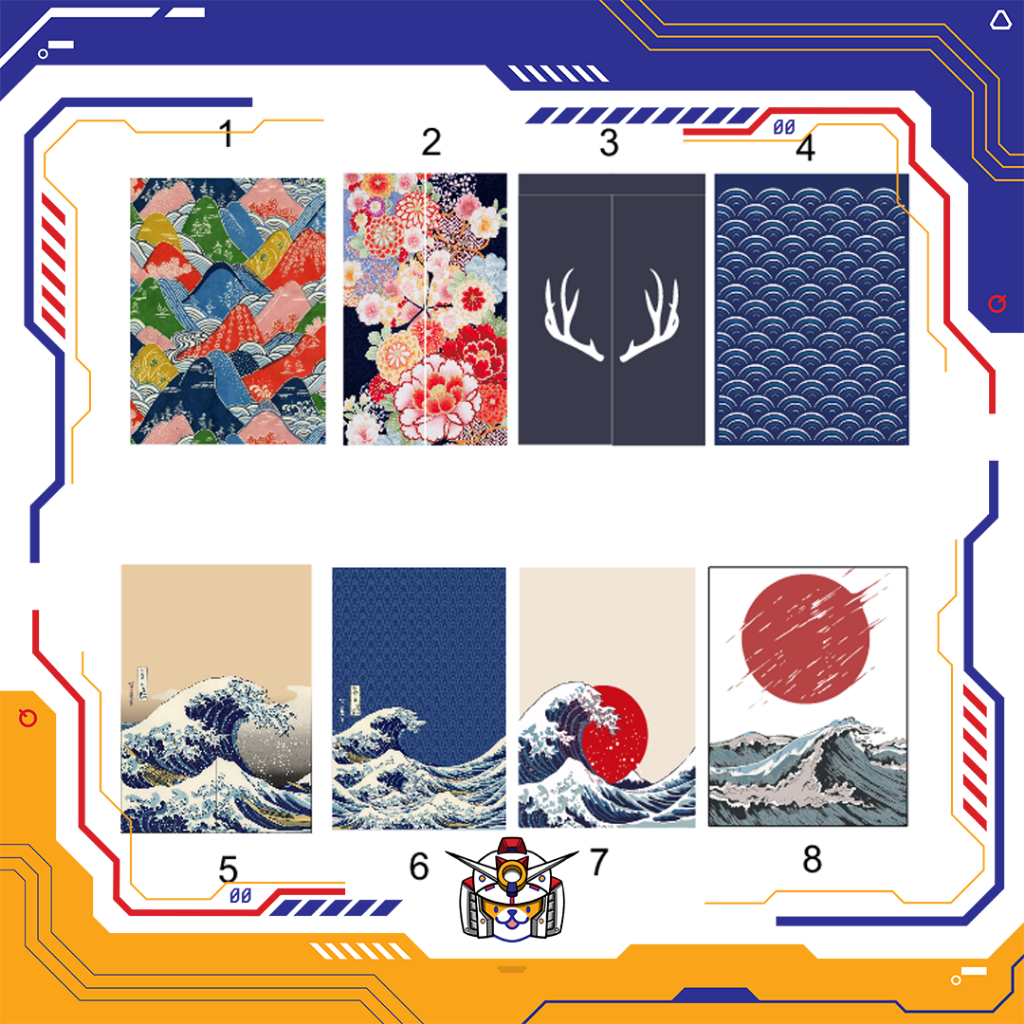 【QTakasi】NOREN TIRAI KEDAI JEPANG MOTIF PRINTING WAVE BISA REQUEST SIZE DAN MOTIF