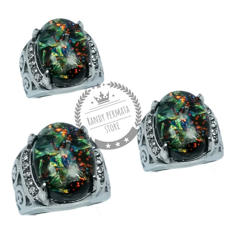 Batu Akik Black Opal / Kalimaya Hitam Timor timor Ring Titanium High Quality