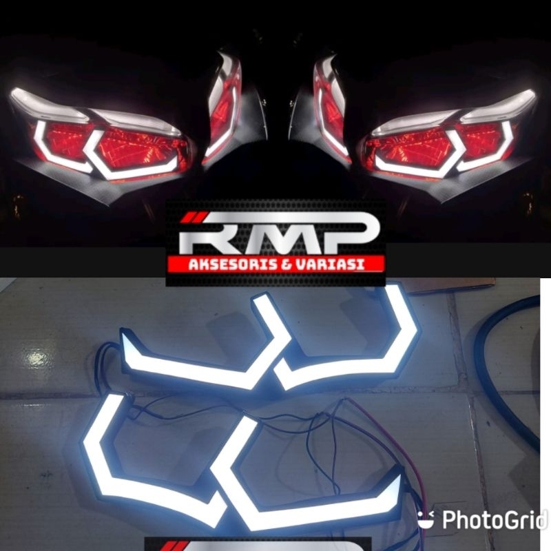 lampu alis lazy hexa frame  aerox new conected lazy hexagon aerox lazy aerox new lamborghini rgb mat