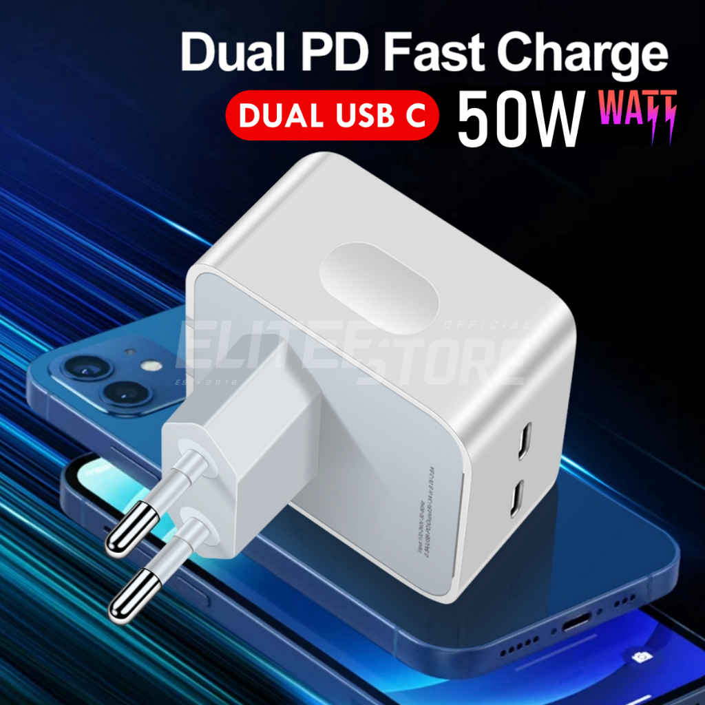 ADAPTER FAST CHARGING 35W DUAL PORT TYPE USB C 35 WATT ORIGINAL / POWER ADAPTER 35W DUAL USB C PORT