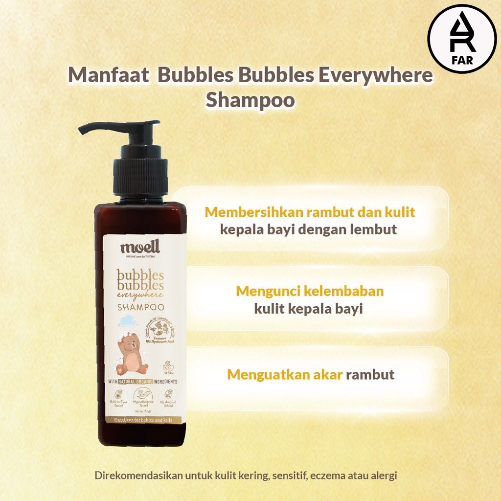 Moell Bubbles Bubbles Everywhere Shampoo 185gr / Shampo bayi / natural organic/ SLS free / Alkohol Free / Essensial Oil