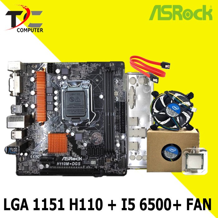 Paket Mobo H110 LGA 1151 DDR4 Plus Processor I5 6500 FAN