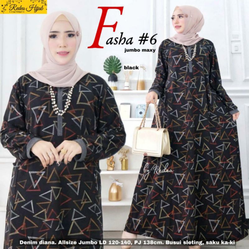 Fasha#6 Gamis Jumbo harian Ibu ibu Ld 120-140cm