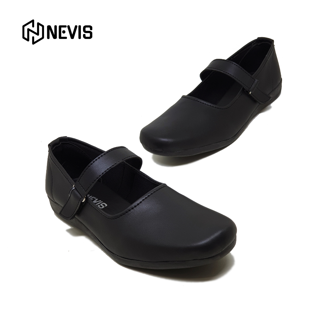 Sepatu Pantofel Paskibra Wanita Kretekan Nevis Nvs 86 Original Sepatu Flat Formal Kerja Kantor Guru Pns  Paskib Hitam