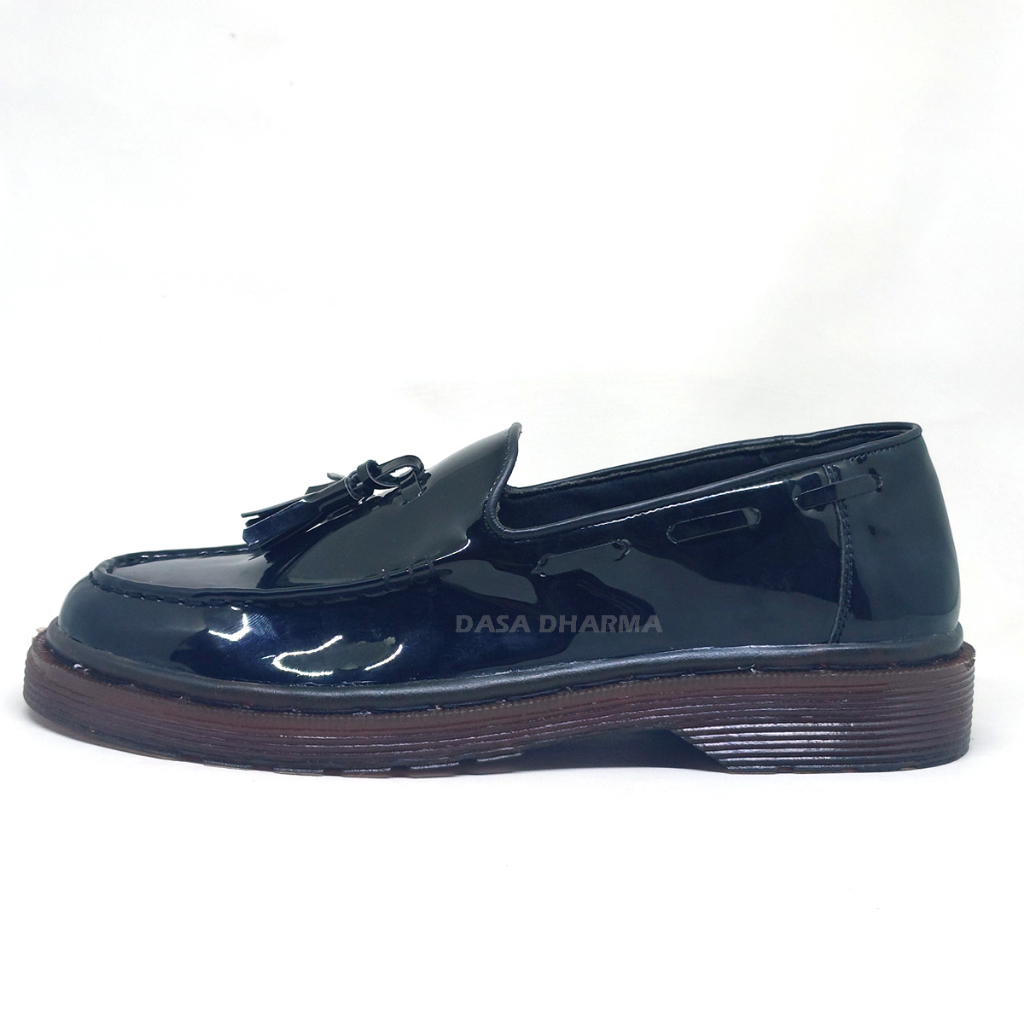 HNDRK Sepatu Formal Pantofel Pria Casual Loafers Hitam Pita Kerja Kantor Kuliah Fashion Original Kulit Asli Luck